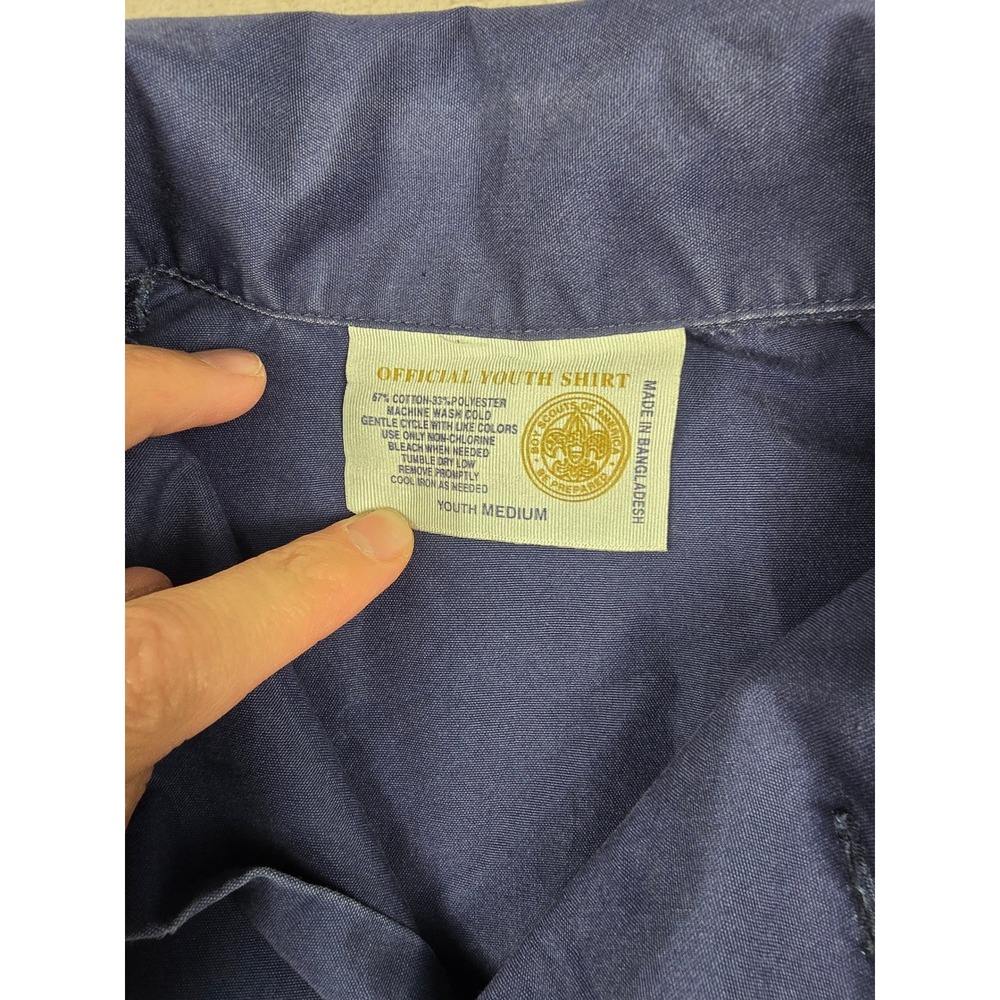 Boy Scouts of America Uniform Shirt Kids Youth Medium Blue Patches Short Sleeve - Picture 4 of 8